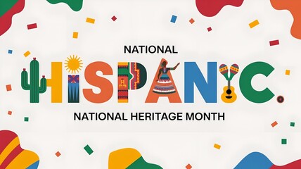 A colorful and festive illustration celebrating National Hispanic Heritage Month