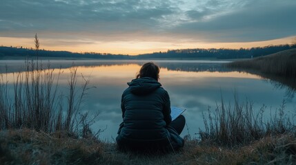 Serene Solitude at the Lakeside Overlook
