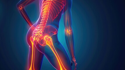 Herniated Disc Distress: The Back Pain and Radiating Leg Pain - Visualize a person with a highlighted spine and leg, with pain lines radiating down the leg, illustrating the back pain and radiating le