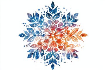 A mesmerizing snowflake design featuring intricate patterns and vibrant colors, ideal for seasonal artwork and festive themes.