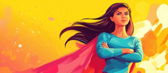 Dynamic illustration of an empowered young female entrepreneur