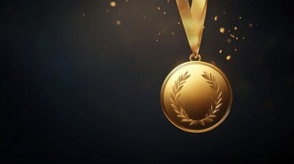 Shining Golden Medal Award Minimalist Vector on Dark Background
