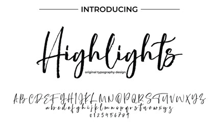Highlights Font Stylish brush painted an uppercase vector letters, alphabet, typeface