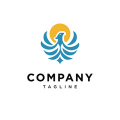 Eagle Bird and sun logo icon vector