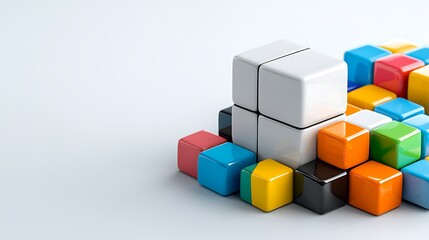 Naklejka premium Vibrant 3D cubes form a mesmerizing abstract background, their colors dancing in geometric harmony.