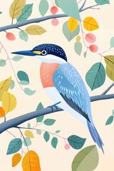 Obraz premium Kingfisher in Autumn Activities Coloring Page