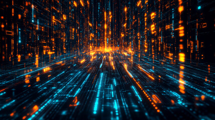Fototapeta premium digital data stream with glowing code