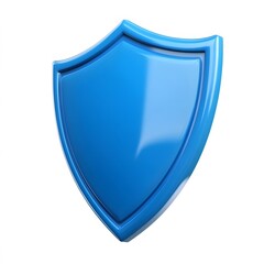 Shield depicting protection. shield 3d icon. Protection, defense and security concept symbol: blue shield on isolated on white background