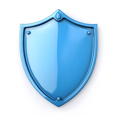 Shield depicting protection. shield 3d icon. Protection, defense and security concept symbol: blue shield on isolated on white background
