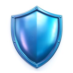 Shield depicting protection. shield 3d icon. Protection, defense and security concept symbol: blue shield on isolated on white background