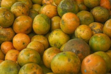 Sweet oranges are piled up in one place to be sold at the market