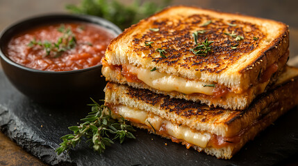 Grilled cheese sandwiches with crispy edges