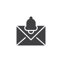 Envelope with a notification bell vector icon