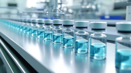 Rows of Glass Vials in Medical Laboratory