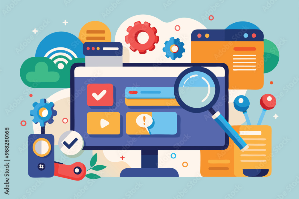 Poster a detailed interface showcases various customizable data report elements along with vibrant graphics