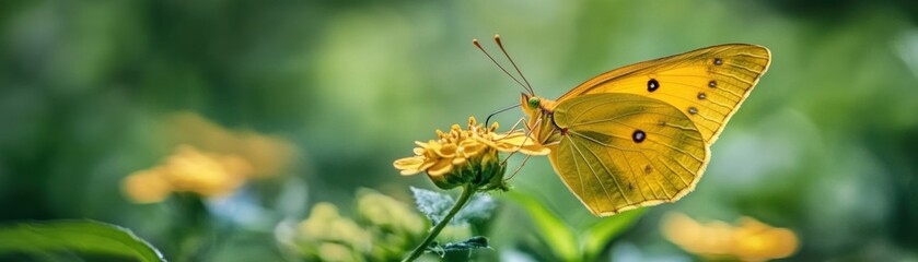 A yellow butterfly is sitting on a yellow flower