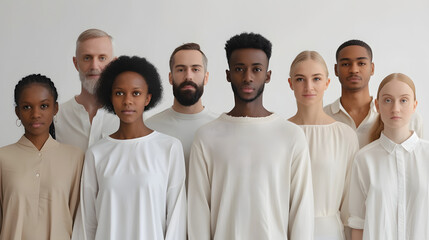 Humanism and social responsibility, business training and corporate coaching session concept. Group of diverse multiracial people different age holding hands joining together front