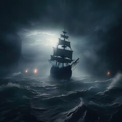 Obraz premium the AI Image Generator, ship in the sea