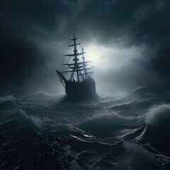 Obraz premium the AI Image Generator, ship in the sea