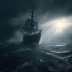 Obraz premium the AI Image Generator, ship in the sea