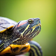 Obraz premium A close-up of a Brazilian turtle's head.