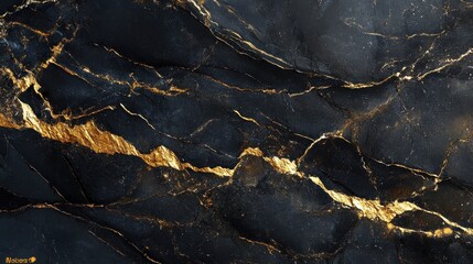 Mesmerizing Marble Masterpiece: Captivating Depths of Black and Gold