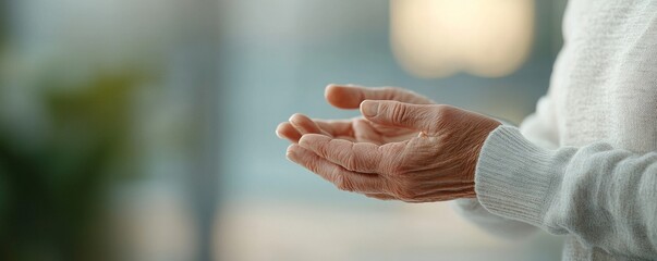 Serene Parkinson's Patient Engaging in Tremor-Control Hand Exercises in Peaceful Setting