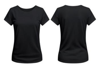 T-shirt mockup. black blank t-shirt front and back views. female clothes wearing clear attractive apparel tshirt models template 