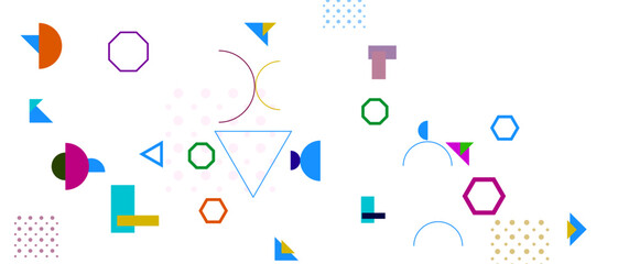 Vector flat mosaic horizontal banners template. Colorful vector modern and simple abstract geometric memphis banner. 