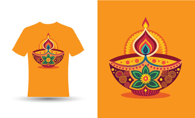 Happy Diwali festival of lights in a t-shirt design style.