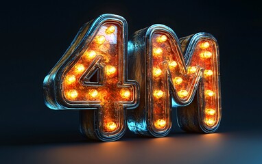 Illuminated 4M sign perfect for Thanksgiving and Halloween celebrations, highlighting achievements with a festive touch. Ideal for social media banners and event promotions.