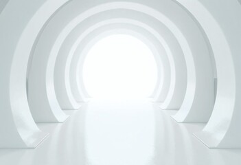 Obraz premium White futuristic interior architectural building. Empty futuristic room