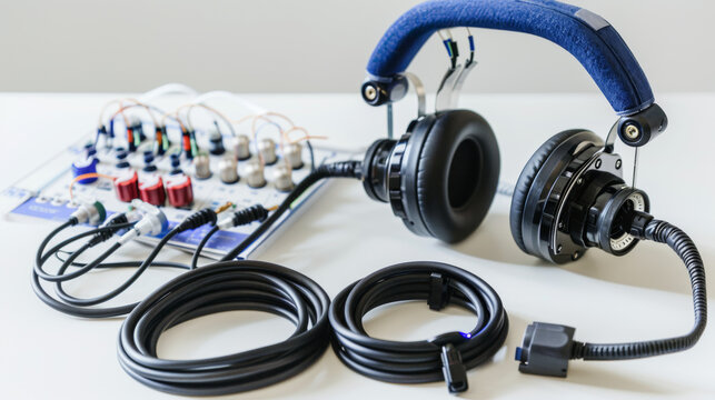 Speech audiometry equipment for evaluating speech perception and discrimination isolated on white background