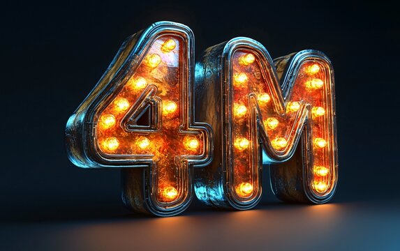 Illuminated 4M sign perfect for Thanksgiving and Halloween celebrations, highlighting achievements with a festive touch. Ideal for social media banners and event promotions.