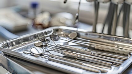 Dental Instruments Tray: This sterile tray is designed for dental procedures, holding all necessary tools like probes, scalers, and forceps for easy access during treatment.
