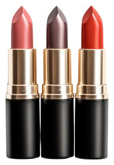 Fototapeta premium PNG 3 lipsticks cosmetics white background ammunition.