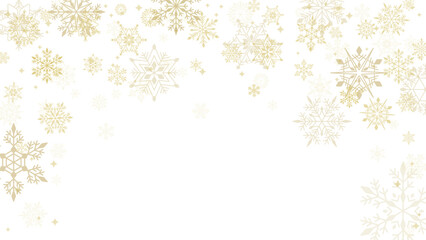 金色の雪の結晶が美しい16：9背景用ベクターイラスト