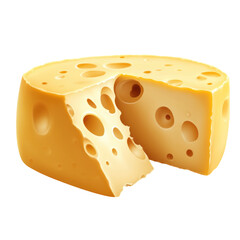 Cheese block with a slice cut out. png, transparent background.