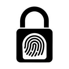 Black silhouette fingerprint lock intelligence password identity icon and vector illustration