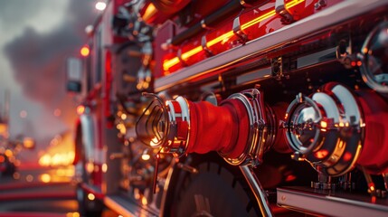 Fire Engine: A multi-functional firefighting vehicle featuring hoses, pumps, and ladders, essential for swiftly deploying firefighters and equipment to emergencies.
