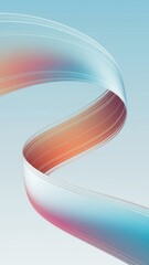 Abstract gradient ribbon loop with soft pastel colors on a light blue background. 3D rendering for design and print