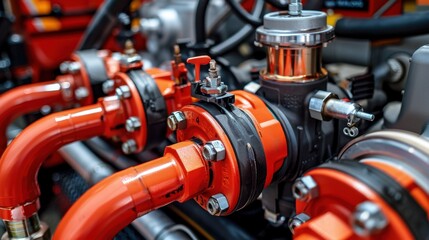 Water Pump: A vital component of firefighting, this high-capacity pump increases water pressure from hydrants or tanks to fire hoses for effective operation.
