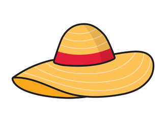 Hand drawn beach hat isolated on white background.