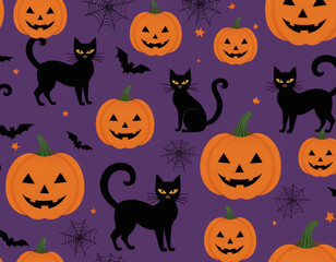 Halloween Pumpkins and Bats Pattern