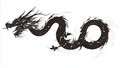 Illustration dragon tattoo design white background isolated on white background,. Created using Generative AI Technology
