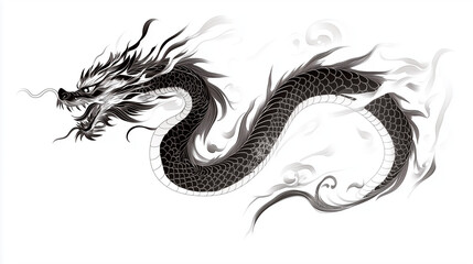 Obraz premium Illustration dragon tattoo design white background isolated on white background,. Created using Generative AI Technology 