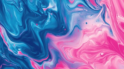 Fototapeta premium Vibrant pink and blue neon marble backdrop Abstract psychedelic design featuring flowing liquid paint swirls in a contemporary style