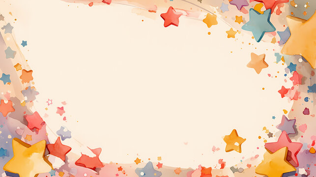 Watercolor stars on a beige background, great for a digital scrapbooking or design project.