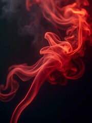 Obraz premium Red Smoke abstract Swirling on a Dark Background Design