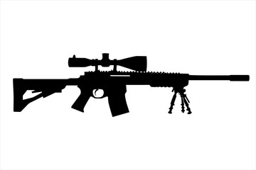 silhouette of a Heavy Rifle with Scope